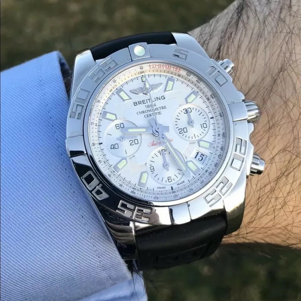 BREITLING Chronomat 41mm White Dial Men's Watch!